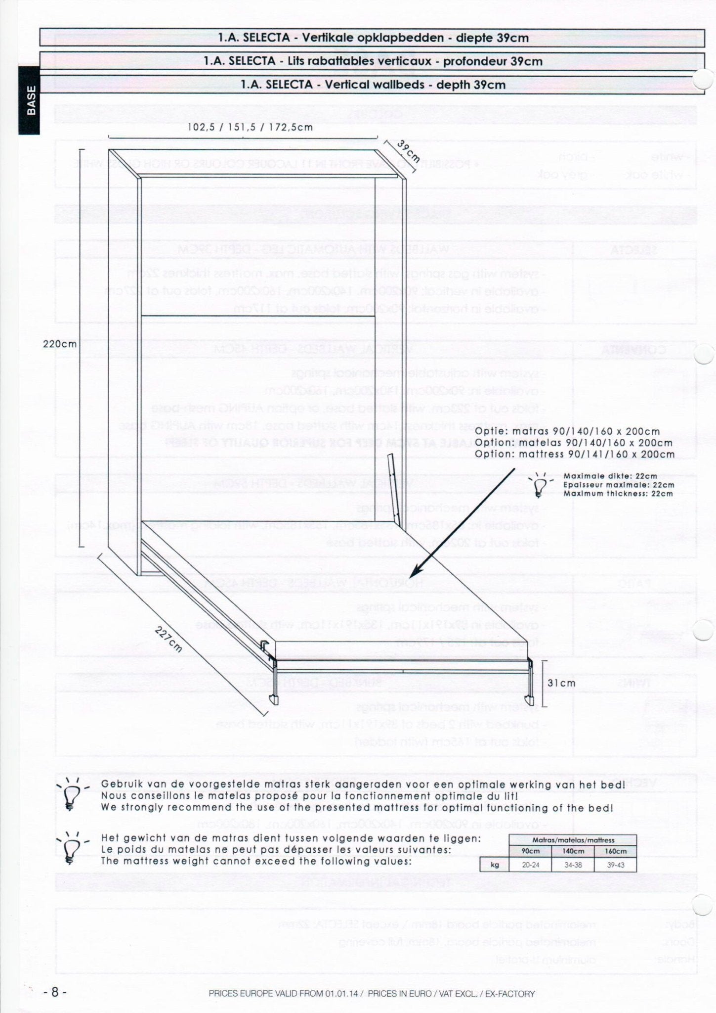 Base Selectra Væg og skabsseng vertikal - Den 7. Himmel