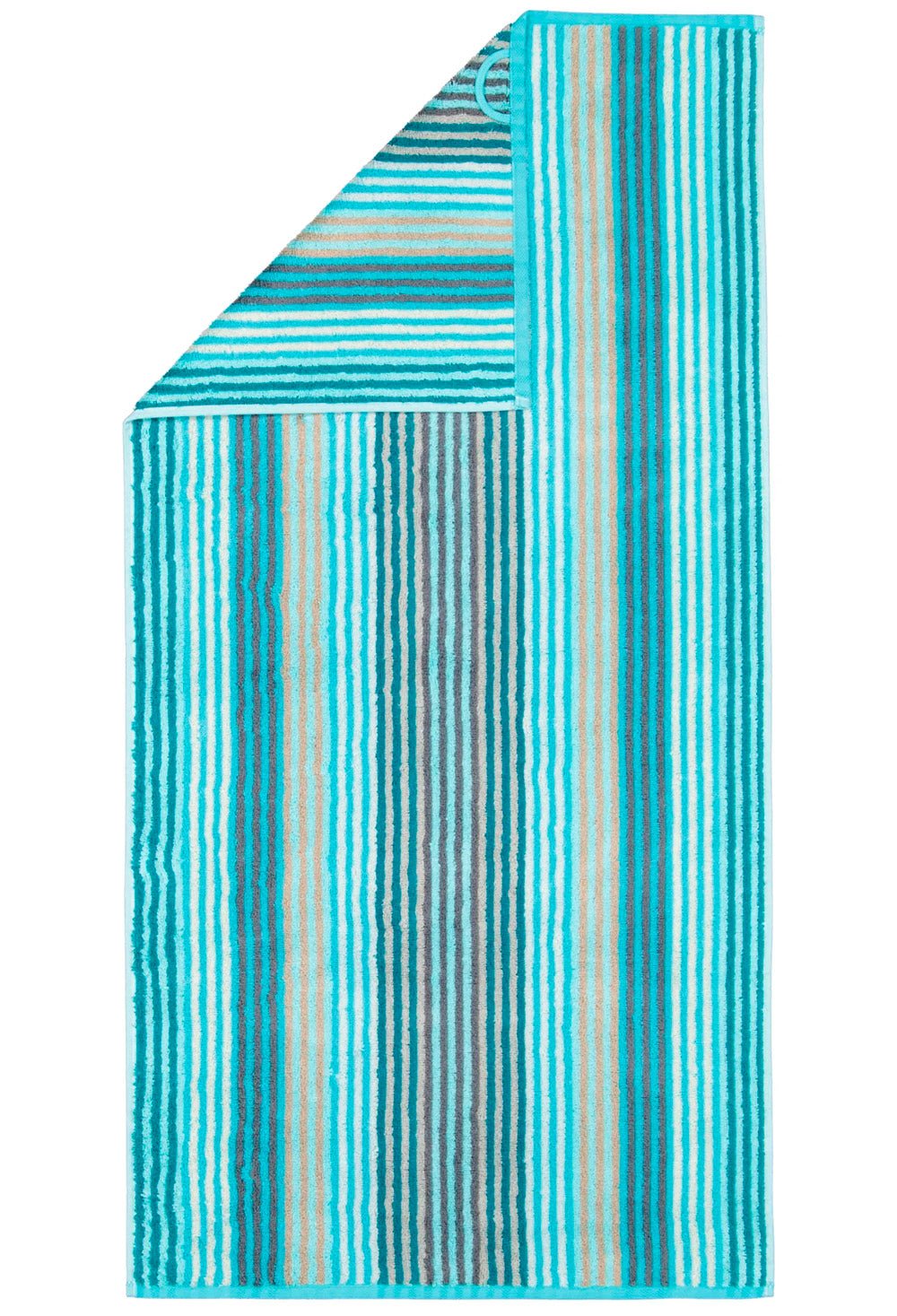 Cawö Håndklæde Unique Stribet - 50 x 100 cm, Turkis - Den 7. Himmel
