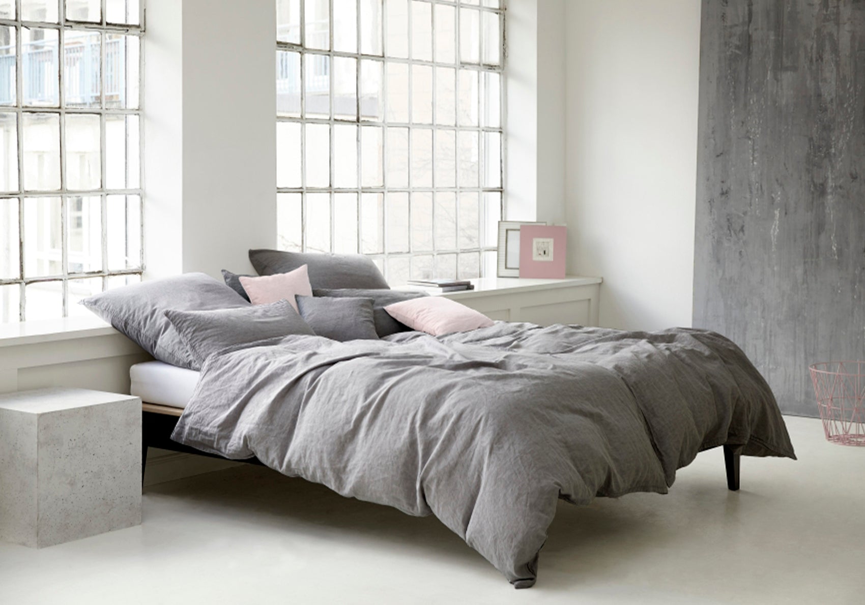 Elegante hør sengesæt - Breeze, Lysegrå - Den 7. Himmel