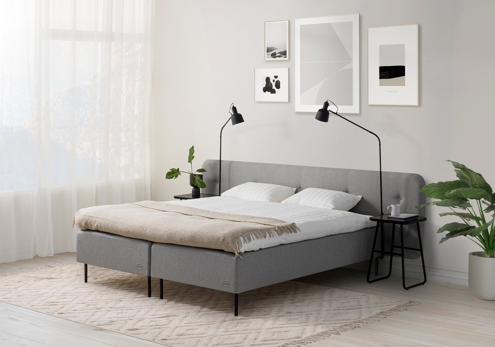 JENSEN Diplomat Boxmadras 180x200, grå