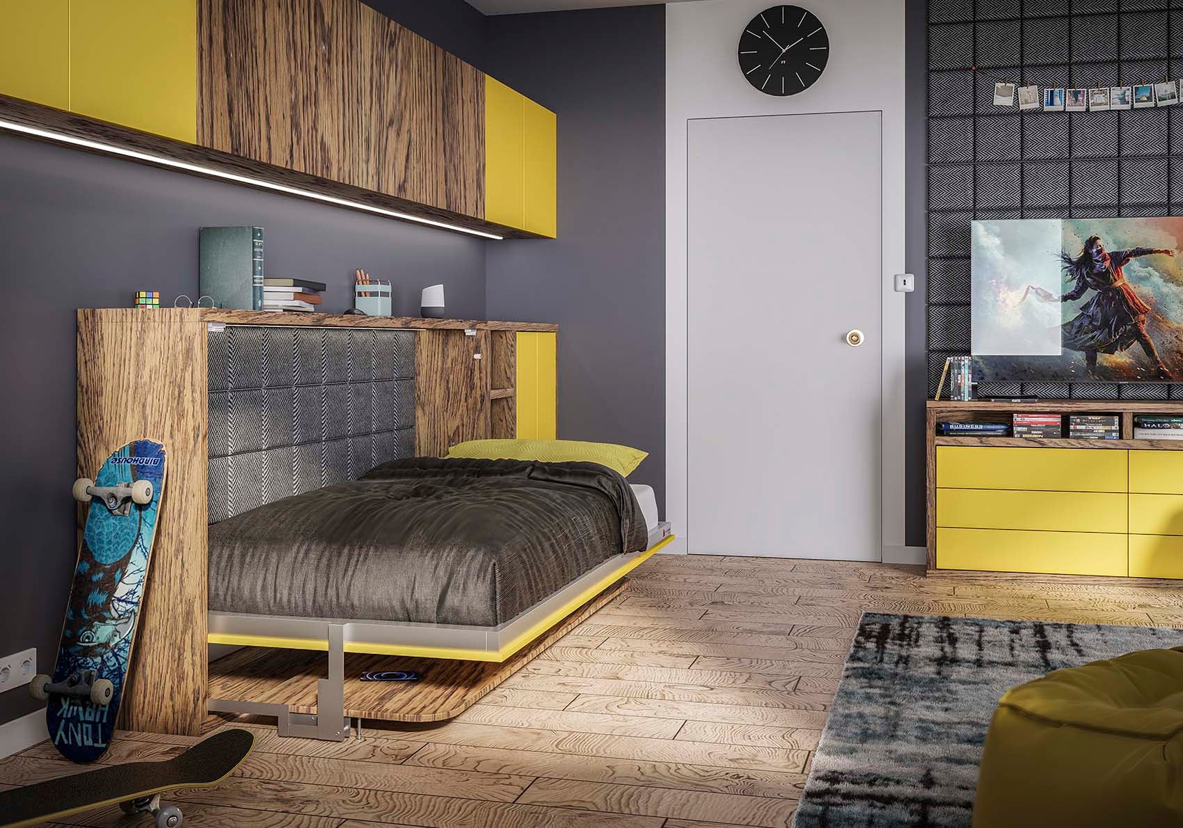 LIVING skabsseng - Vandret med skrivebord