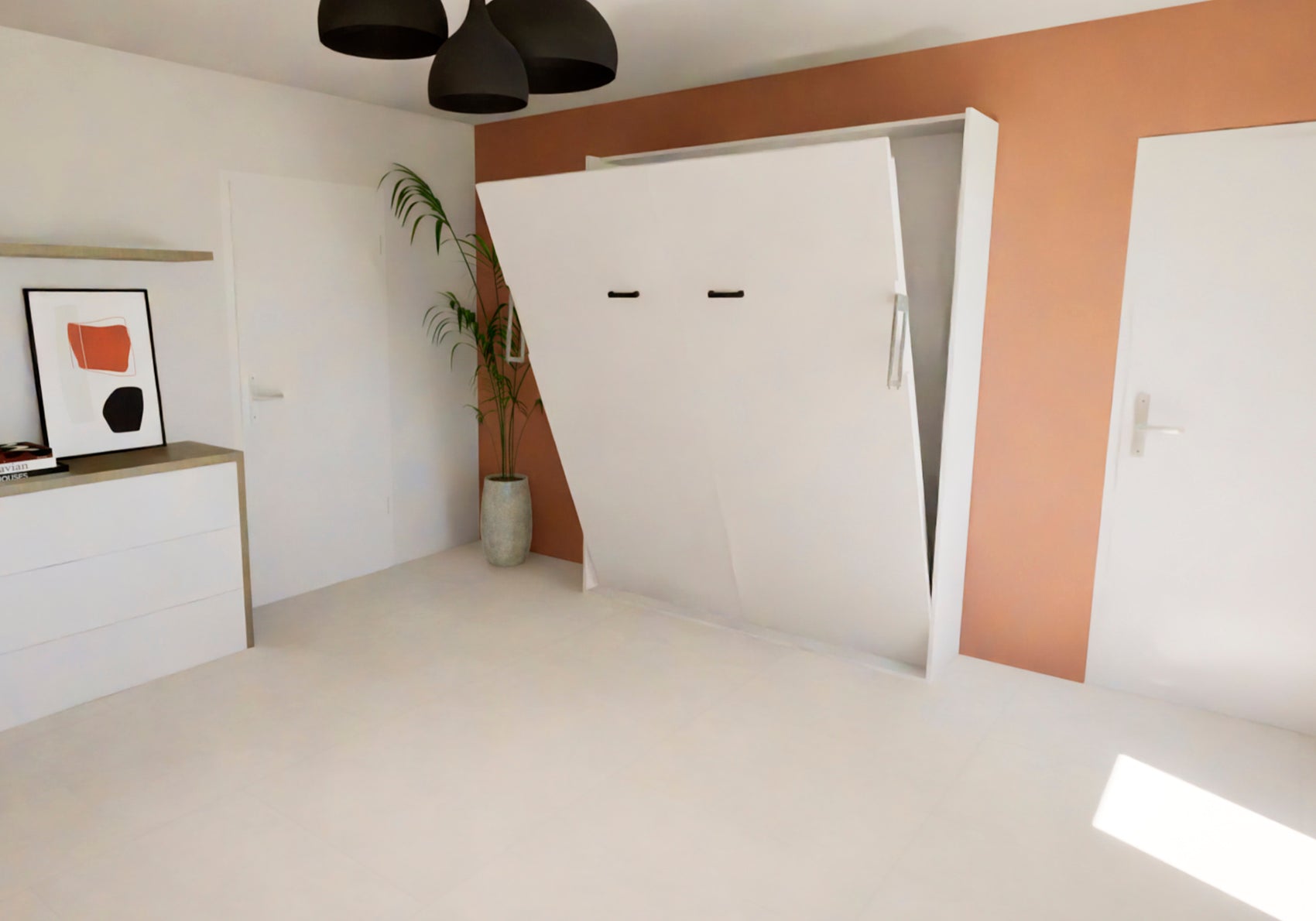 Optima Skabsseng Vertikal 160x200 Hvid - halv åben version