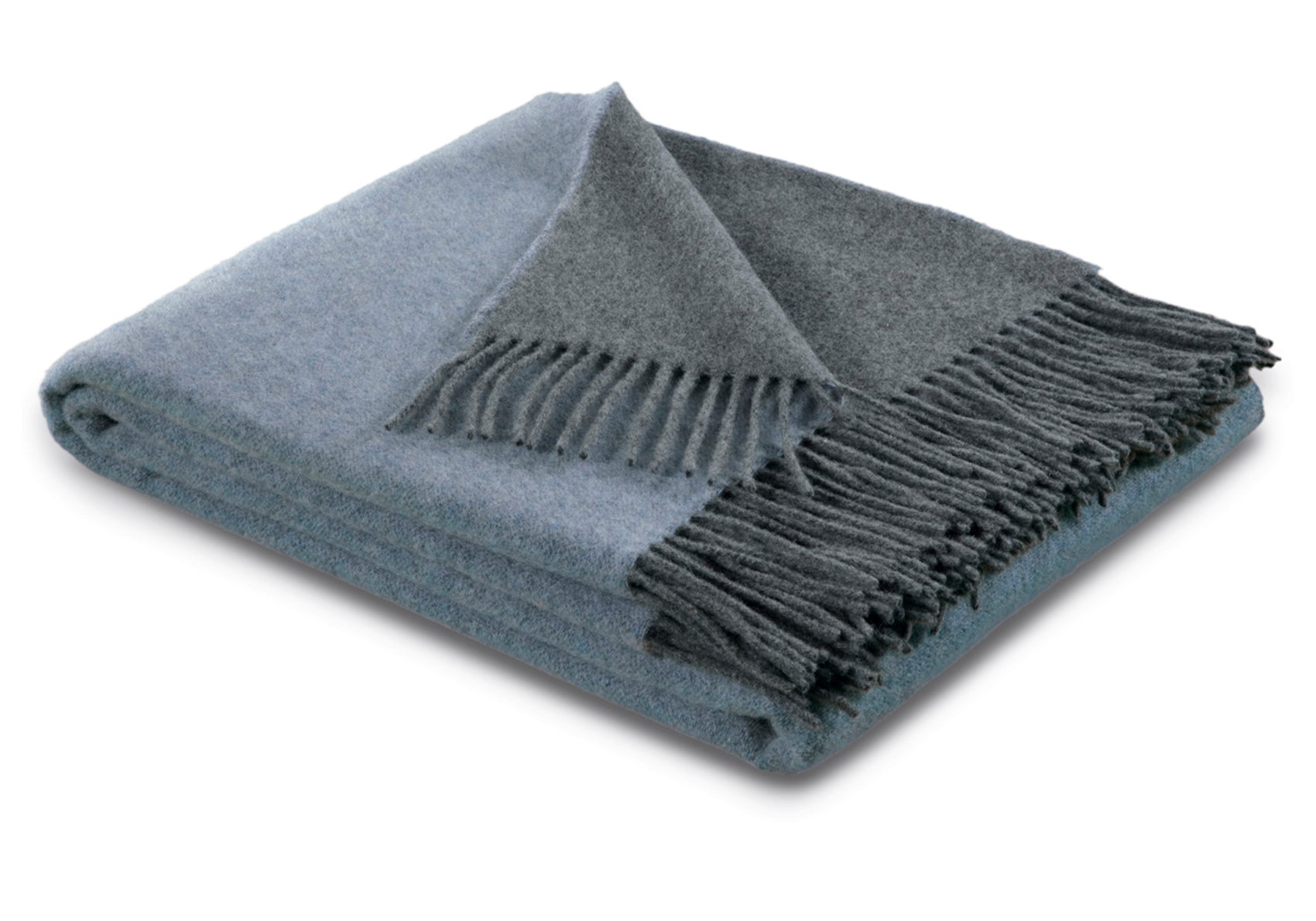 Biederlack plaid cashmere uld i blå-grå og 130x170 cm