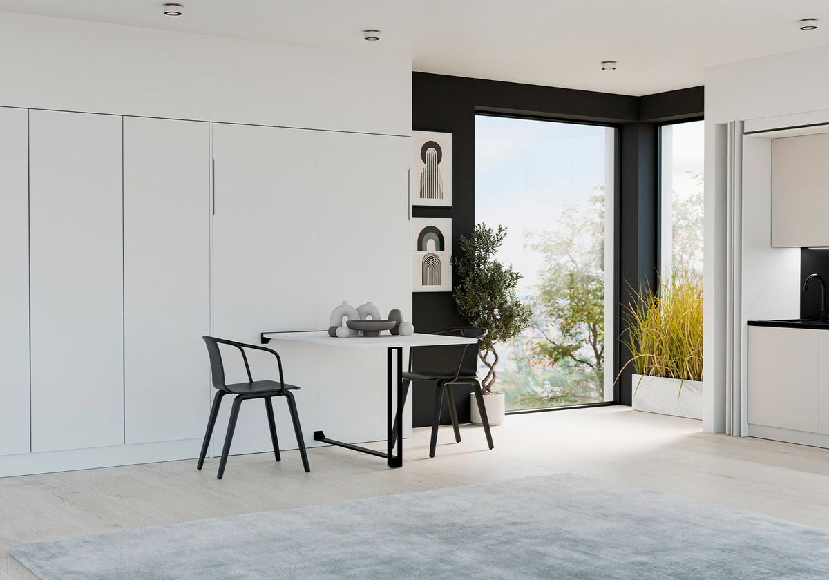 STUDIO Swift skabsseng - Lodret med spisebord - dobbeltseng i skab - snowwhite
