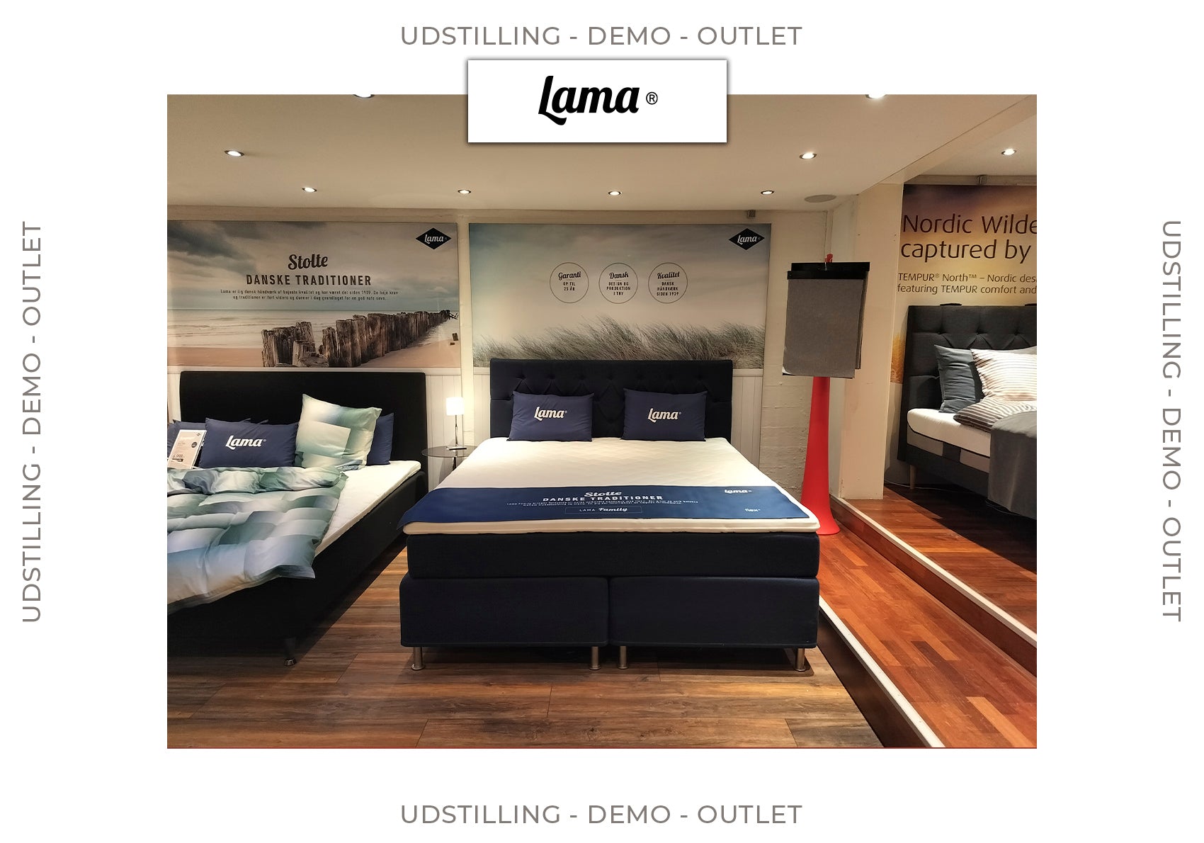 Udstilling/Demo - Lama Premium Kontinentalseng 180x200 Blå