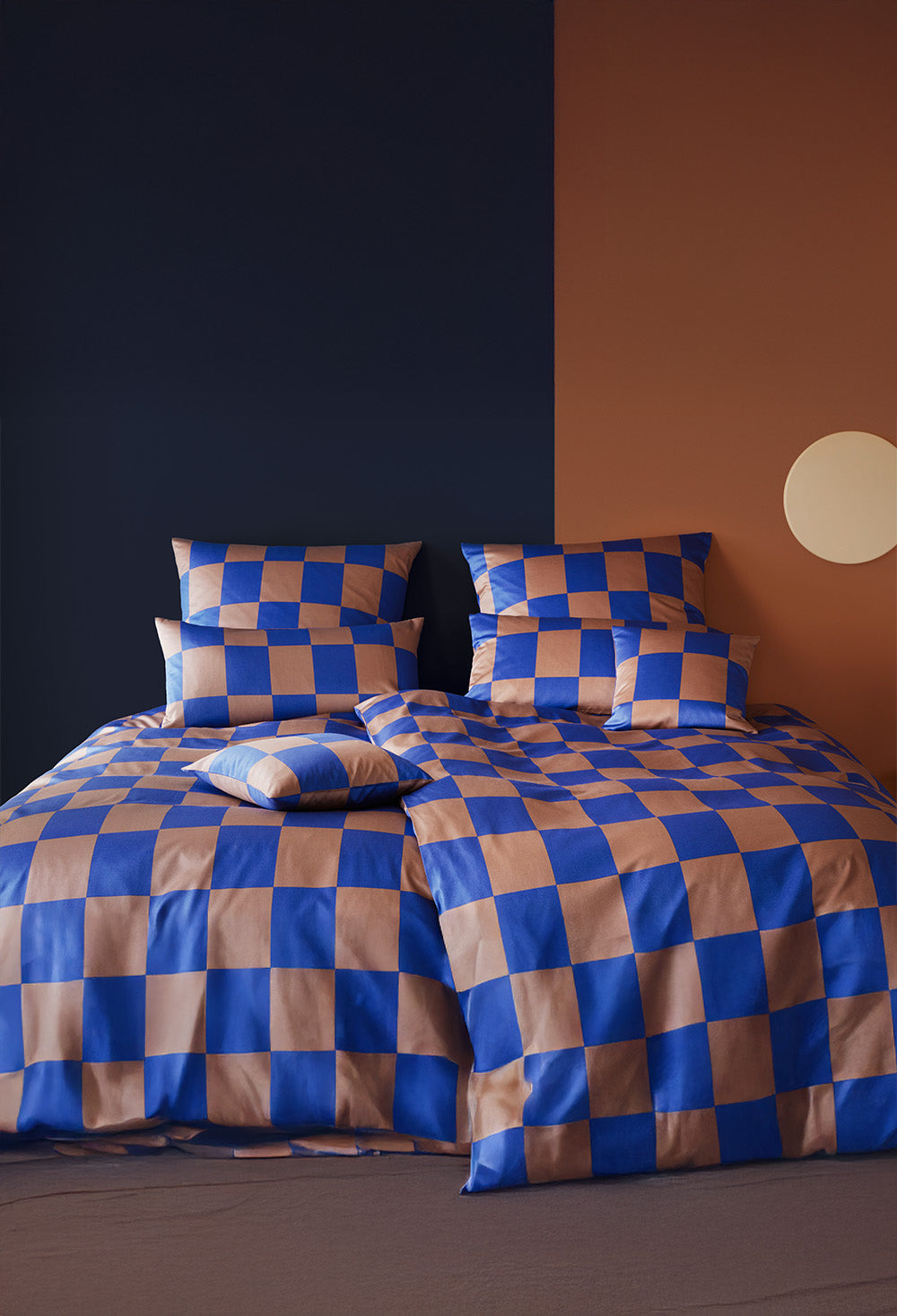 Elegante sengesæt, Plenty Kobolt Mousse (blå-brun) 140x200 i maco bomuldssatin