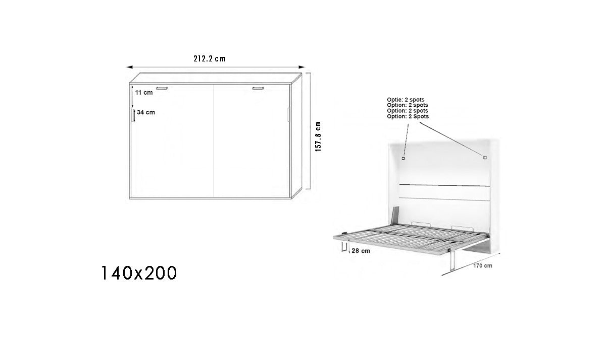 Udstilling/Demo - Optima Skabsseng 140x200 - Vandret