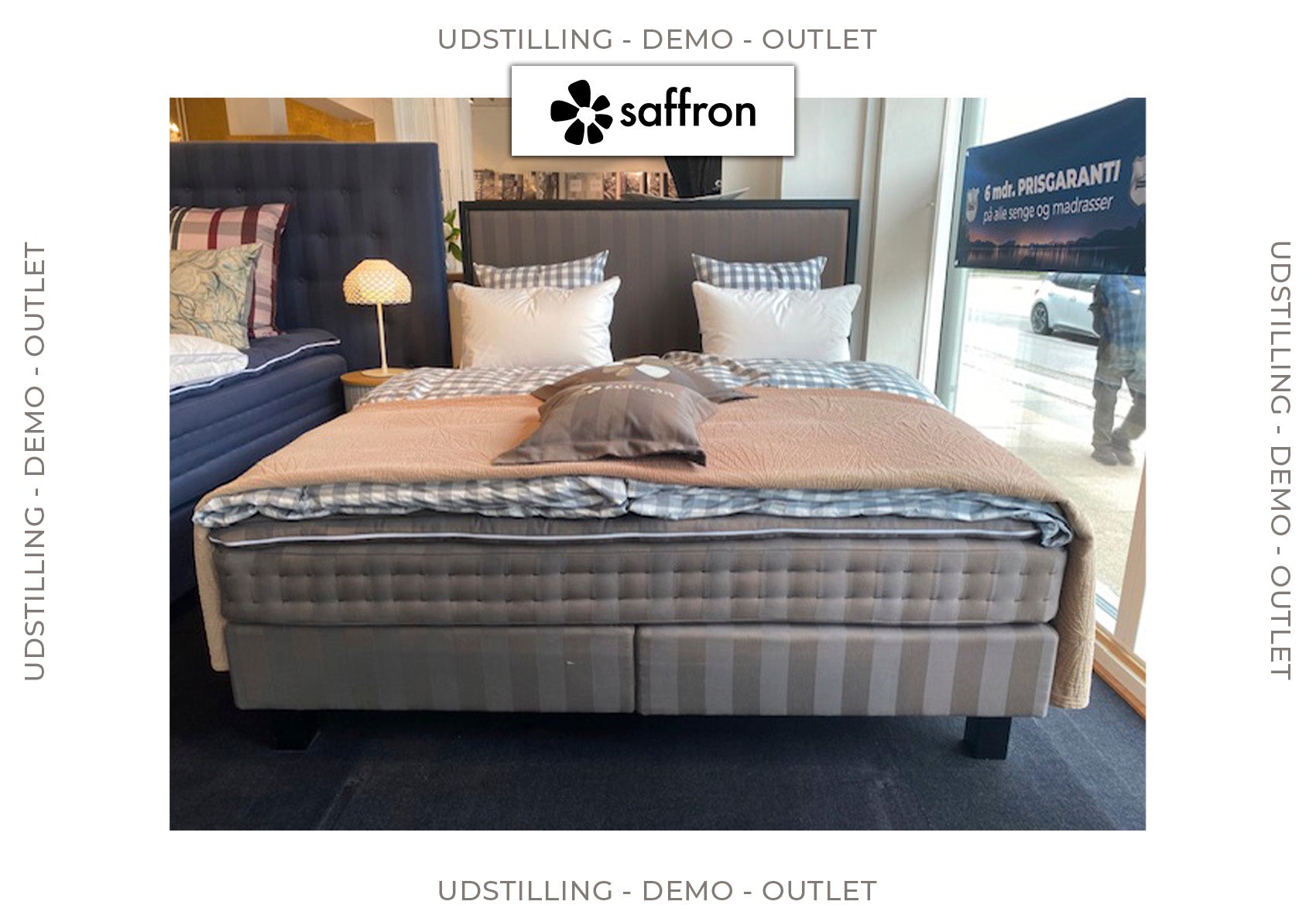 Saffron Luna Kontinentalseng - udstillingsseng - 180x200 Antracit
